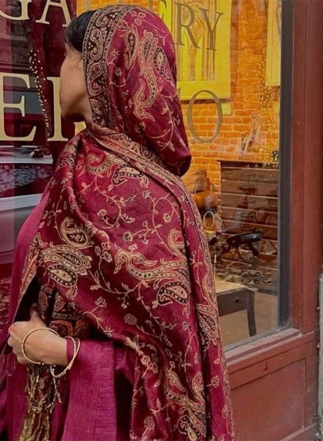 1PCS النساء الموضة الكاجو جاكارد الوشال، شال متعدد الاستخدامات مع المنصات، الوشال الرقبة الزخرفية الطويلة، النساء الكاجو حجاب - Image 5